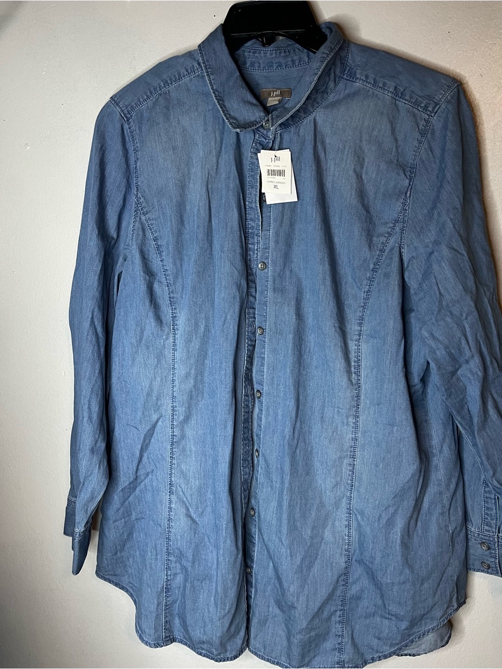 J.Jill Chambray Button Down Long Sleeve Top 100% Cotton Lightweight Size XL NWT